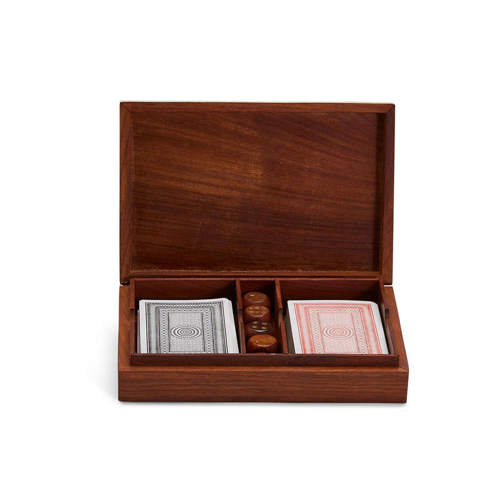 WOOD CRAFTED PLAYING CARD & DICE GAME SET