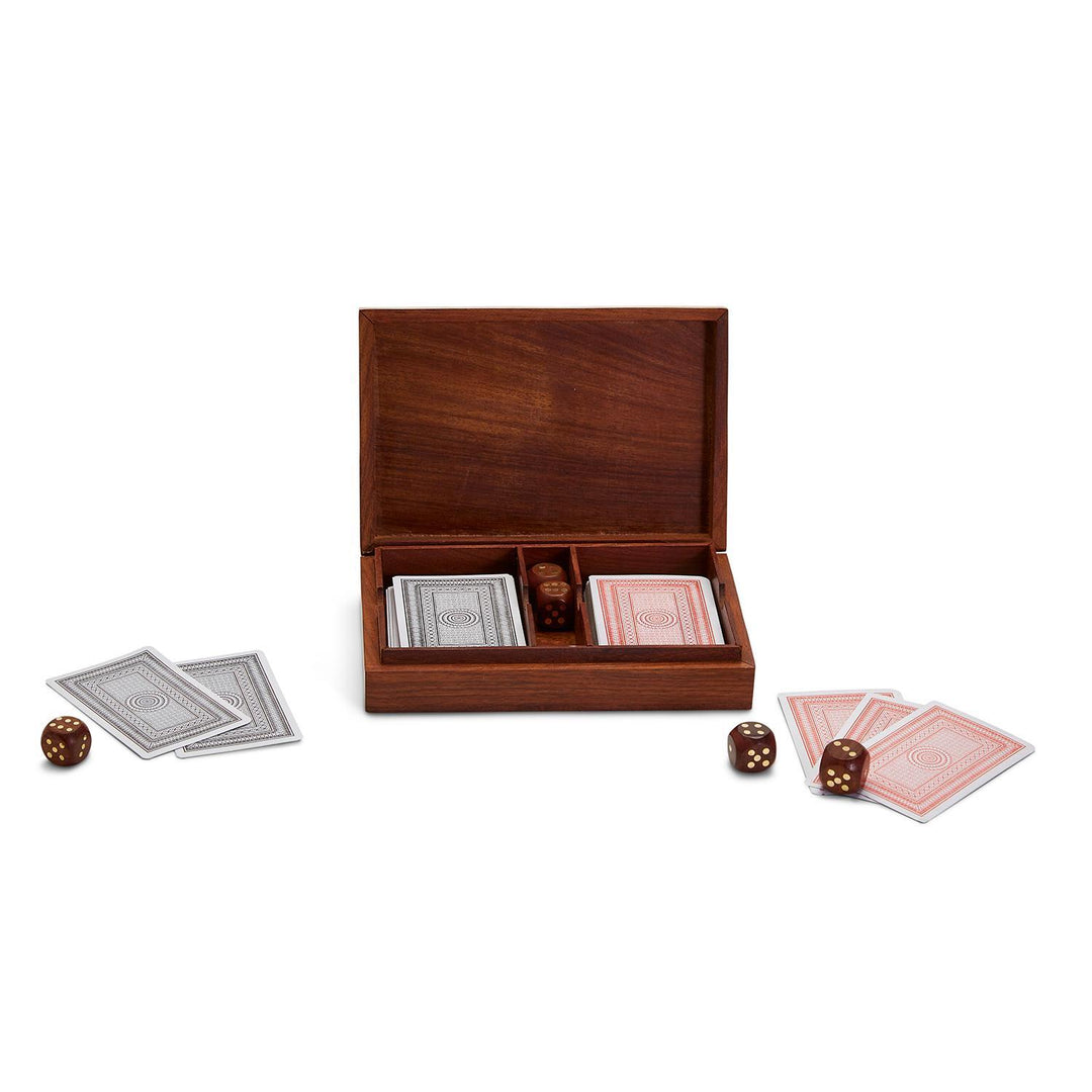 WOOD CRAFTED PLAYING CARD & DICE GAME SET