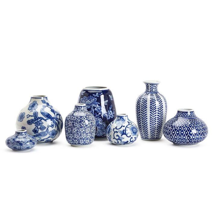 BLUE & WHITE HAND PAINTED VASES