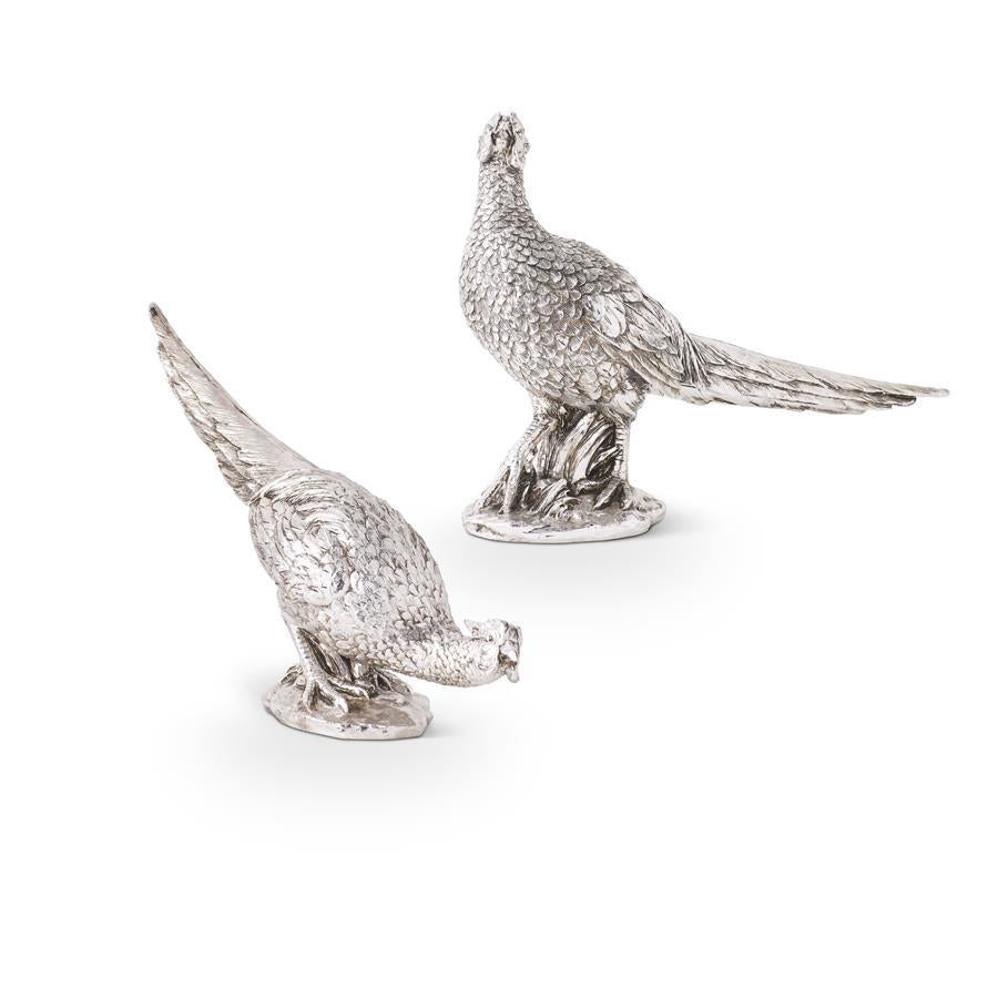 SILVER ANTIQUE RESIN PHEASANT