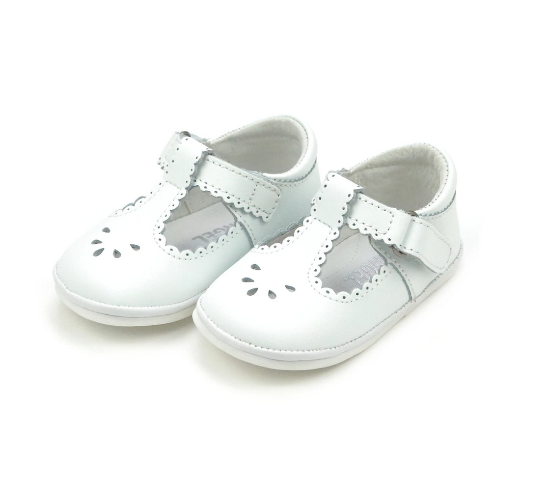 WHITE DOTTIE SCALLOPED MARY JANE
