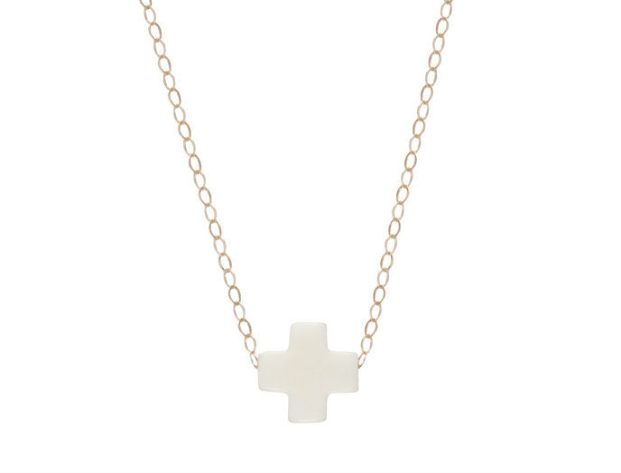 gold signature cross necklace with off white signature cross charm