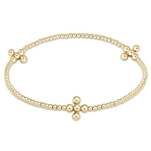 SIGNATURE CROSS GOLD 2MM BEAD BRACELET, CLASSIC BEADED SIGNATURE CROSS IN 3MM BEADS