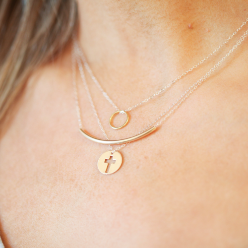 16" NECKLACE GOLD, HALO CHARM