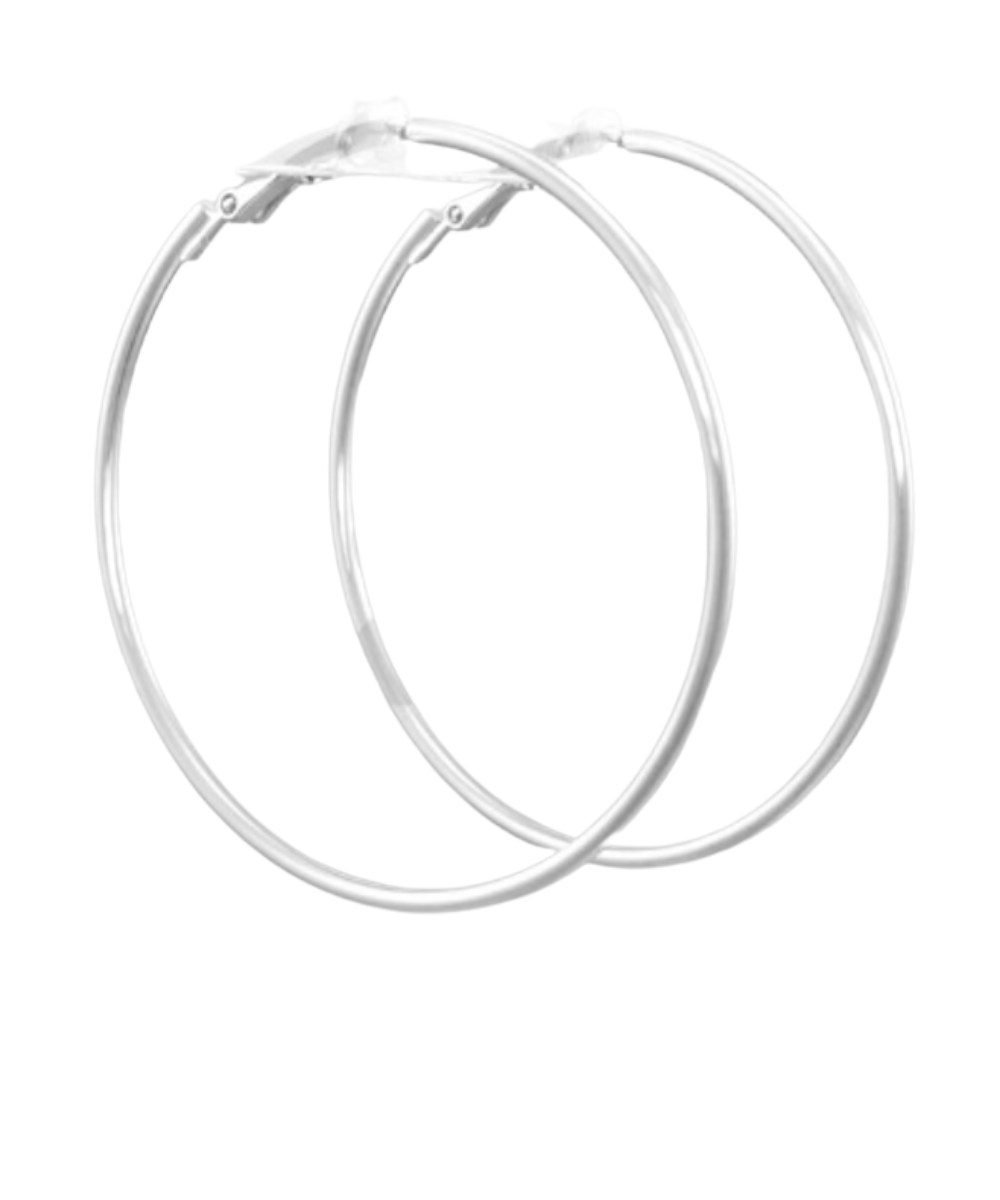 SILVER LARGE BASIC BRUSHED HOOP
