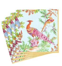 CASPARI LUNCHEON NAPKIN CHELSAE BIRDS CELADON