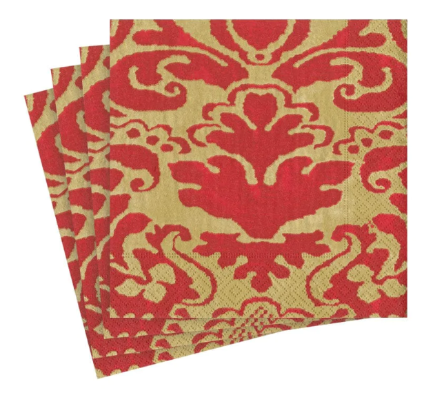 CASPARI COCKTAIL NAPKINS PALAZZO RED