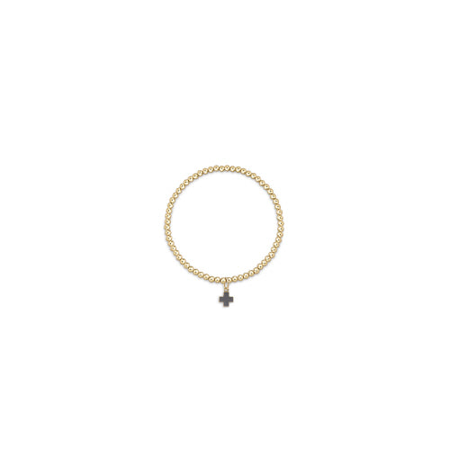 CLASSIC GOLD 3MM BEAD BRACELET, SIGNATURE CROSS CHARM