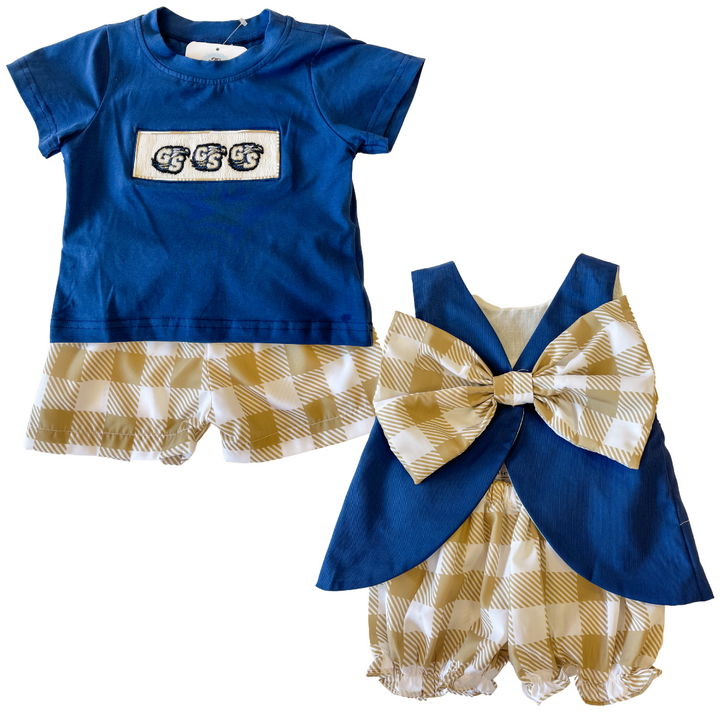 FINAL SALE NAVY GAME DAY SMOCKED SET