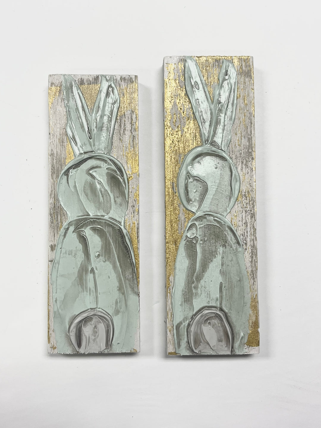 BUNNIES WOOD BLOCK - TEAL