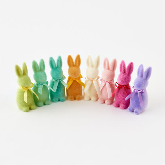 SMALL FLOCKED PASTEL BUTTON NOSE BUNNY