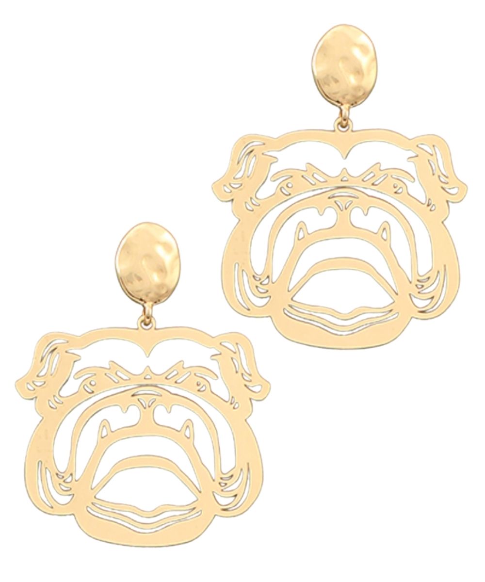 GOLD SIMPLE BULLDOG FACE EARRINGS