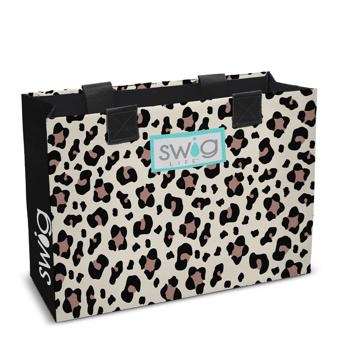 SWIG LUXY LEOPARD LAMINATED TOTE BAG