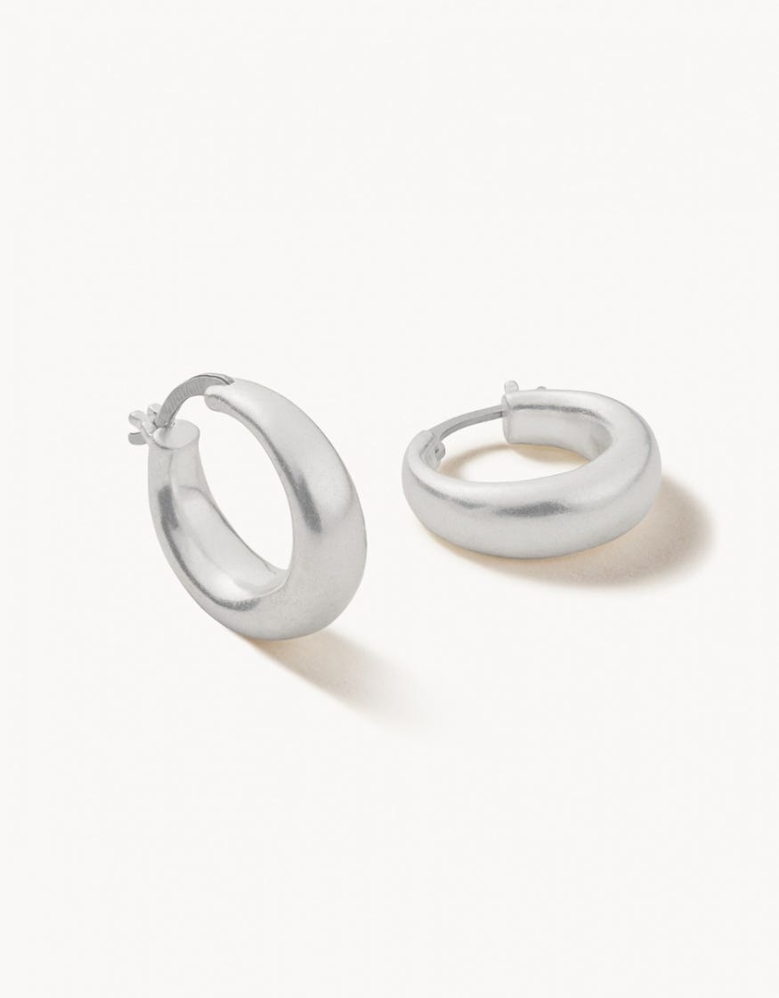 SILVER MOD BALLON HOOP EARRINGS