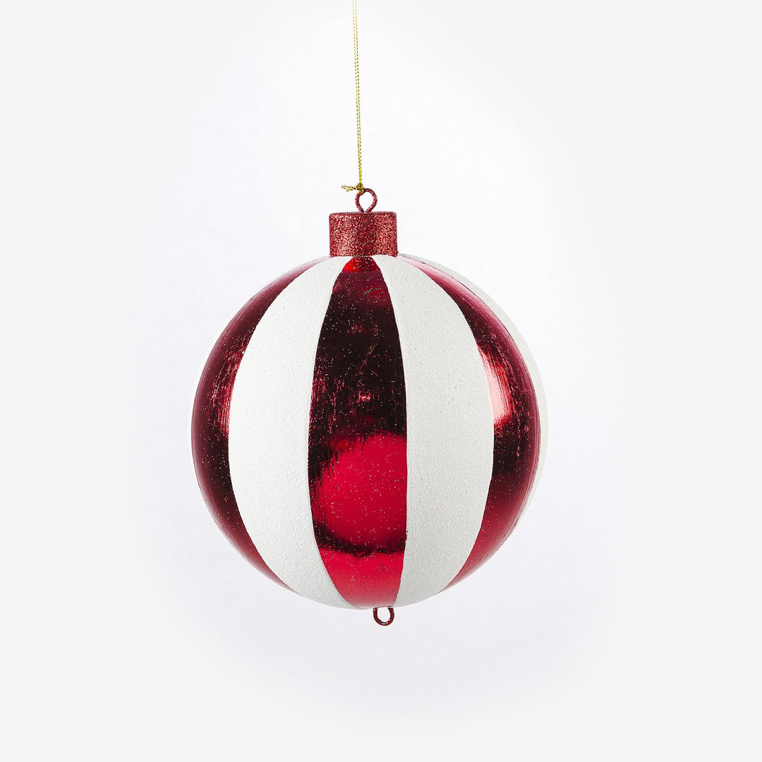 RED & WHITE SWIRL BALL ORNAMENT