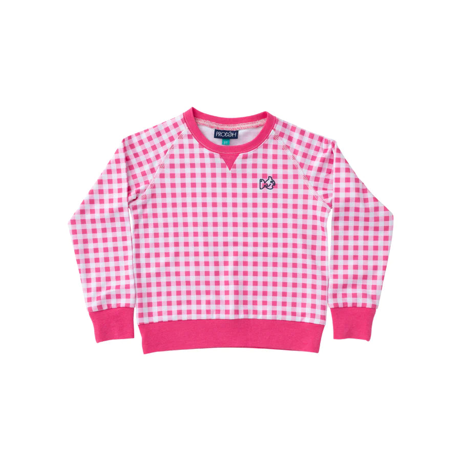 PINK GINGHAM SUNSET STROLL SWEATSHIRT