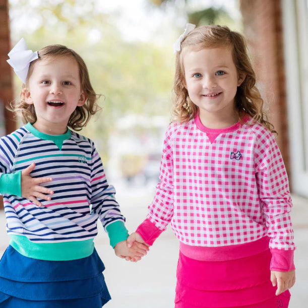 PINK GINGHAM SUNSET STROLL SWEATSHIRT