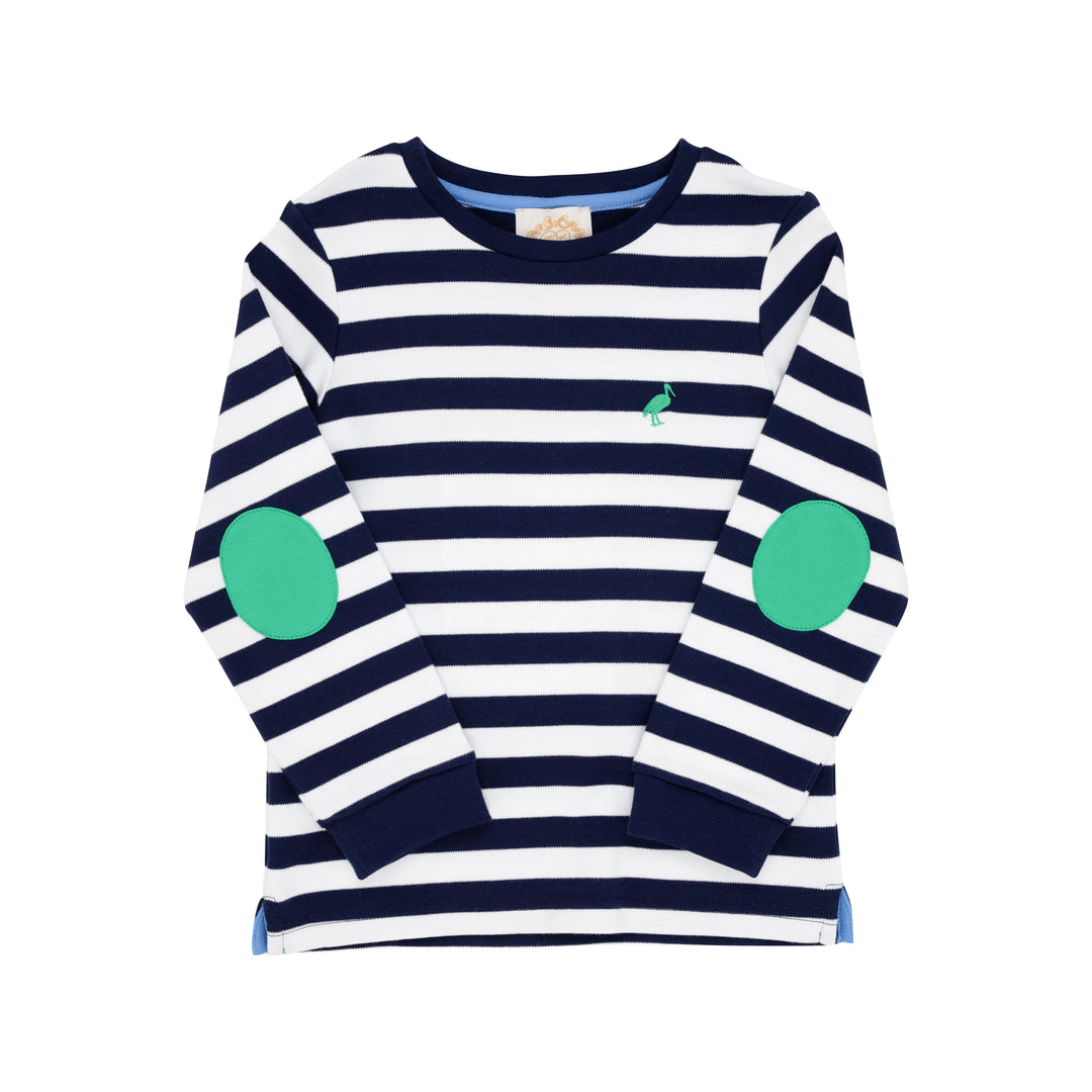 NANTUCKET NAVY STRIPE WITH KELLY GREEN SCOTT STADIUM SHIRT