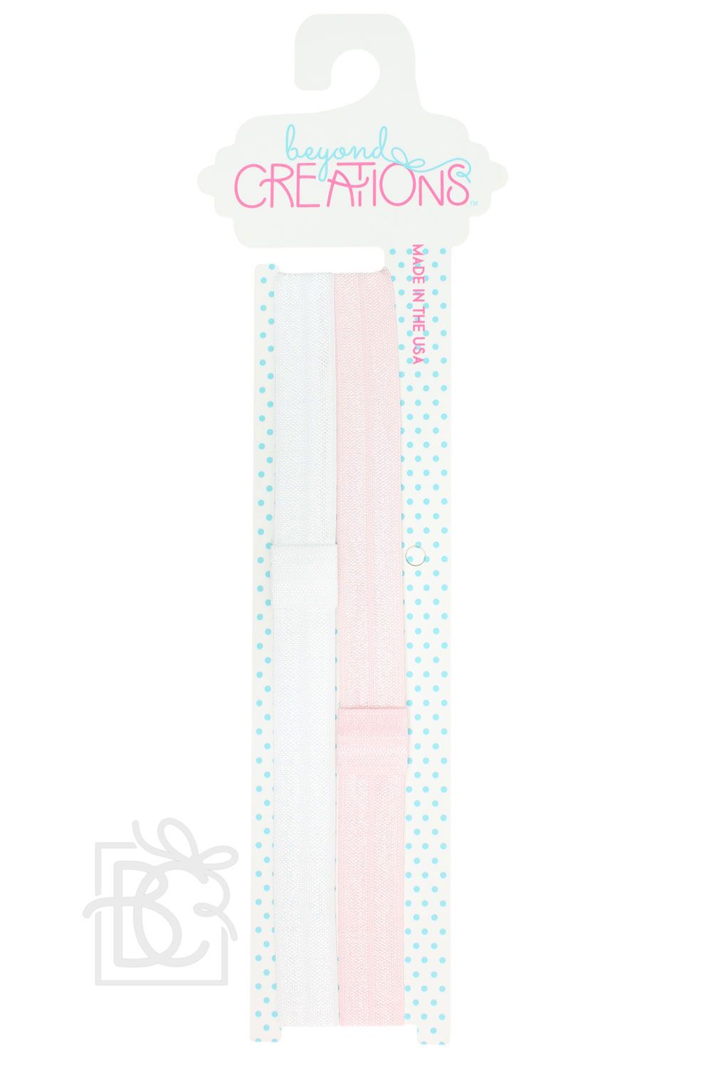 white & light pink elastic headband pack for interchangeable bows