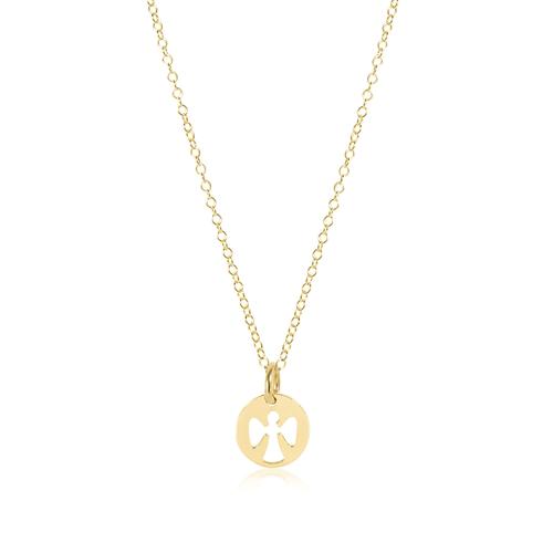 16" NECKLACE GOLD, GUARDIAN ANGEL SMALL CHARM