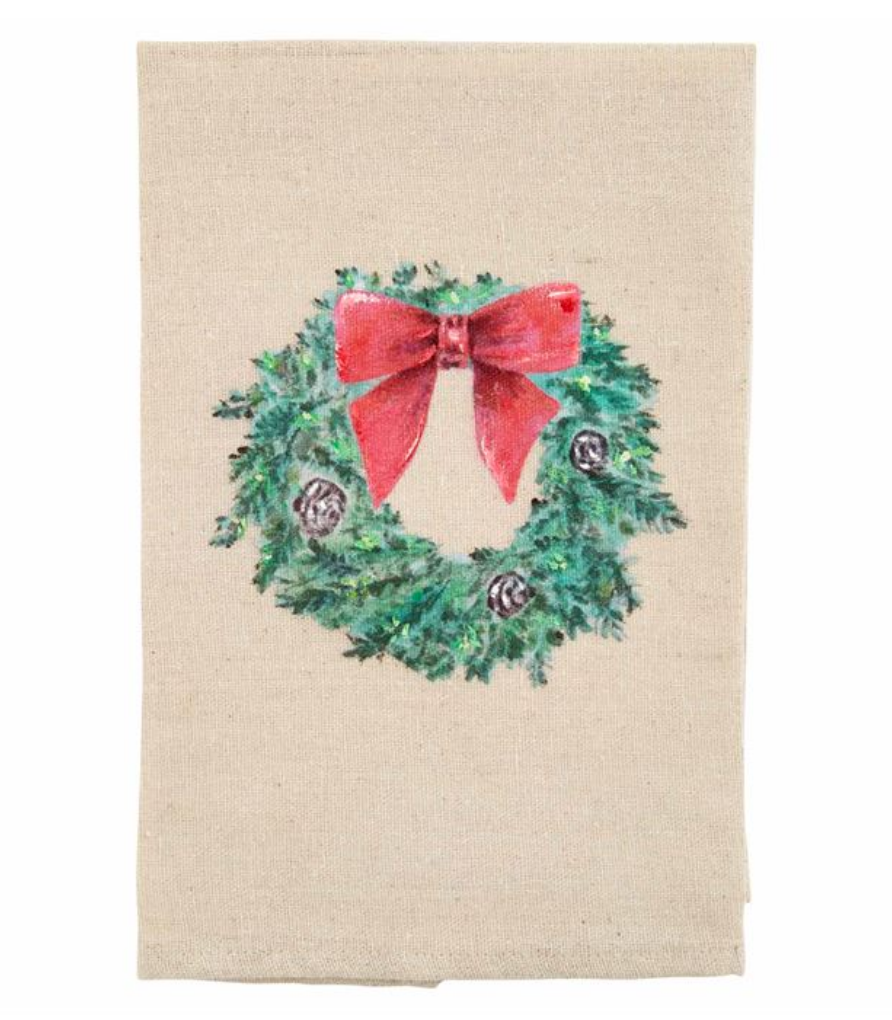 WREATH PAINTED TEA TOWEL