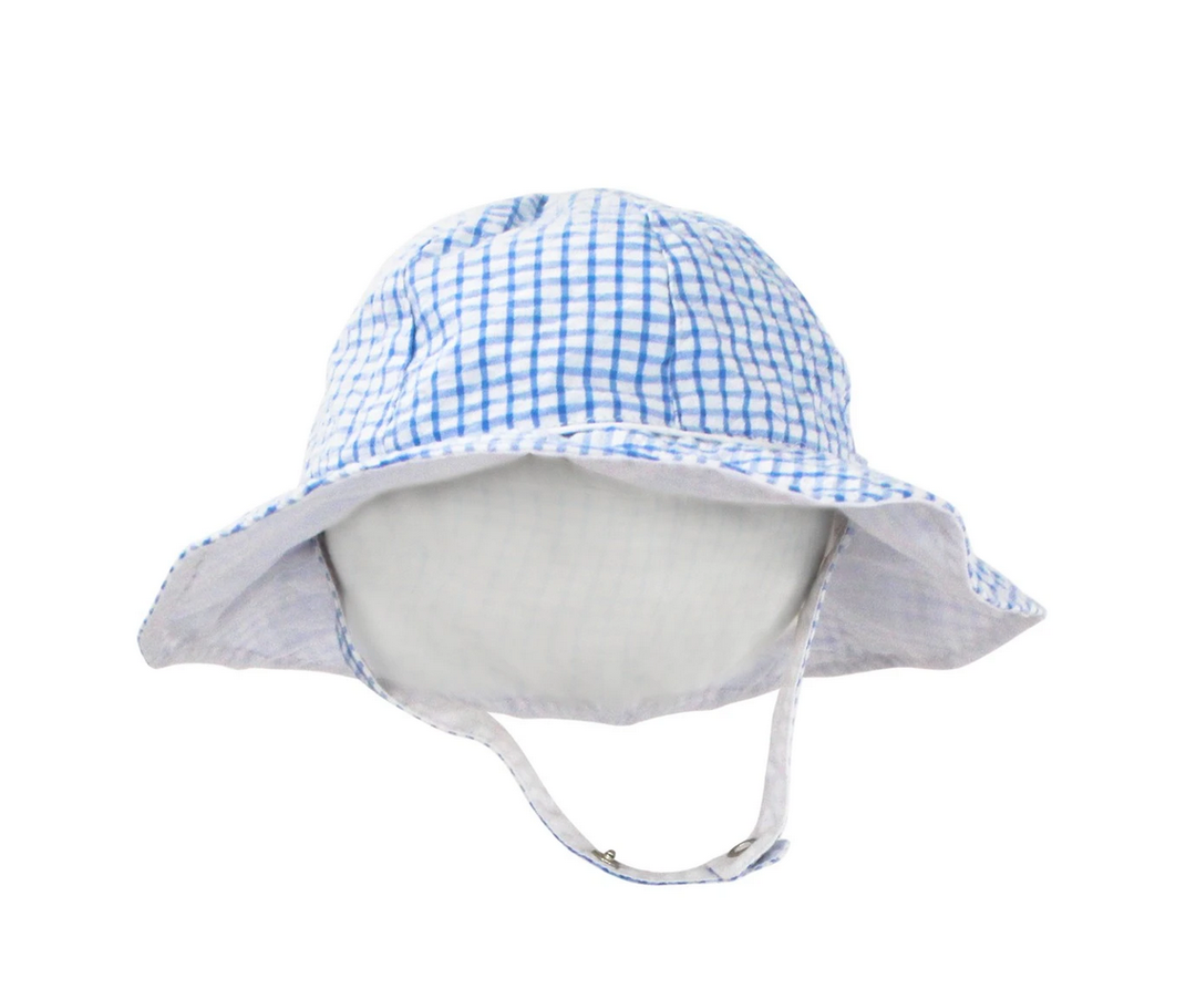 BLUE SEERSUCKER SUN HAT