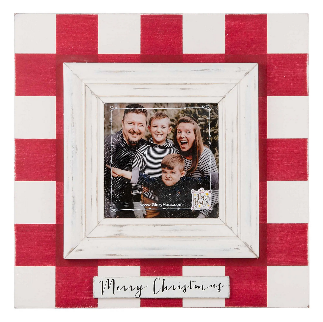 MERRY CHRISTMAS RED PLAID FRAME