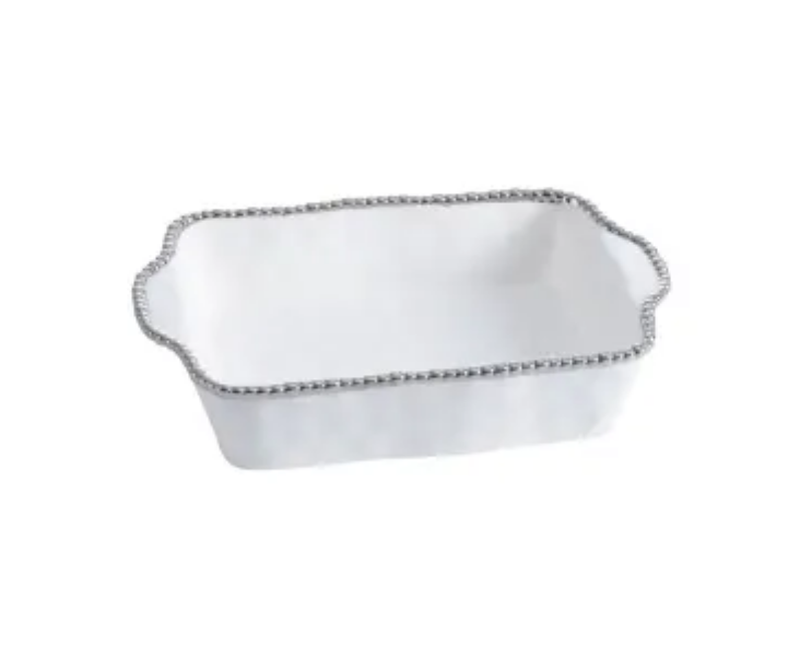 SILVER & WHITE SALERNO RECTANGULAR BAKING DISH