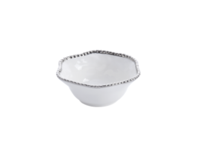 WHITE & SILVER MEDIUM BOWL