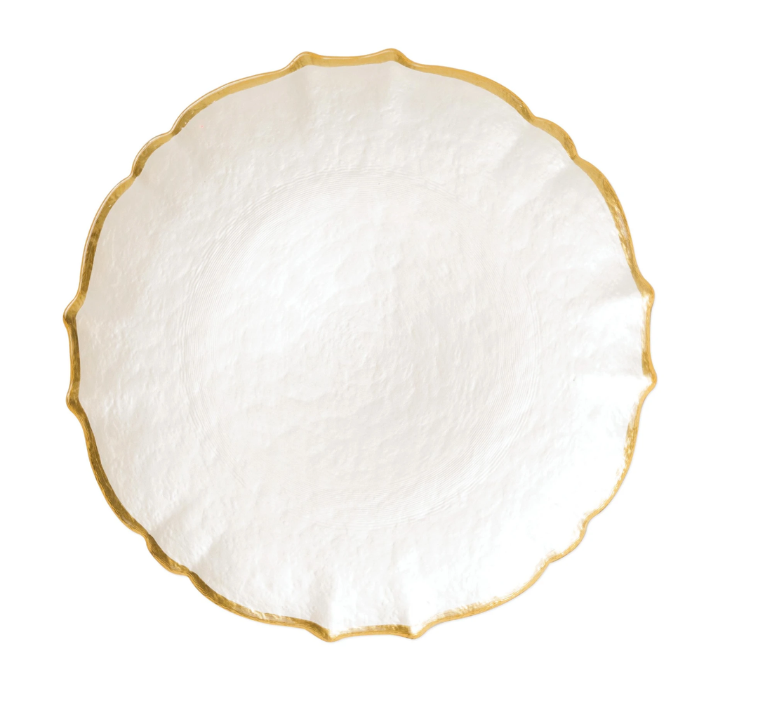 WHITE BAROQUE GLASS CHARGER