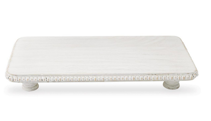 WHITE BEADED SERVING BOARD SET