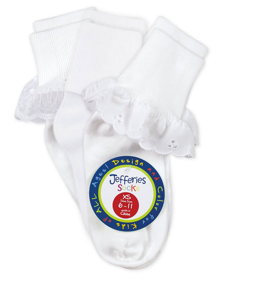 JEFFERIES EYELET, LACE, TURN CUFF SOCK 3 PACK 2153