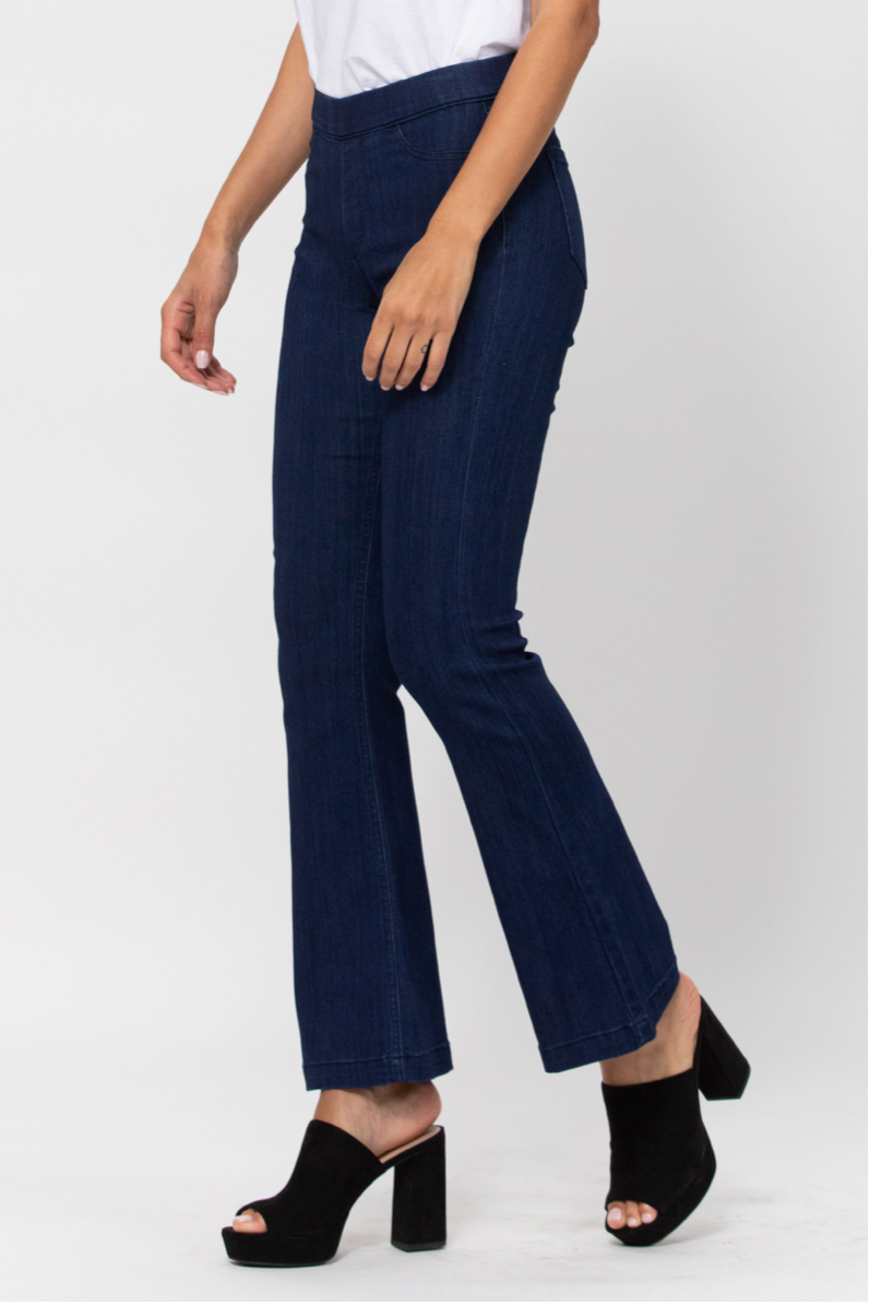 DARK DENIM MID RISE FLARE JEGGING 30"
