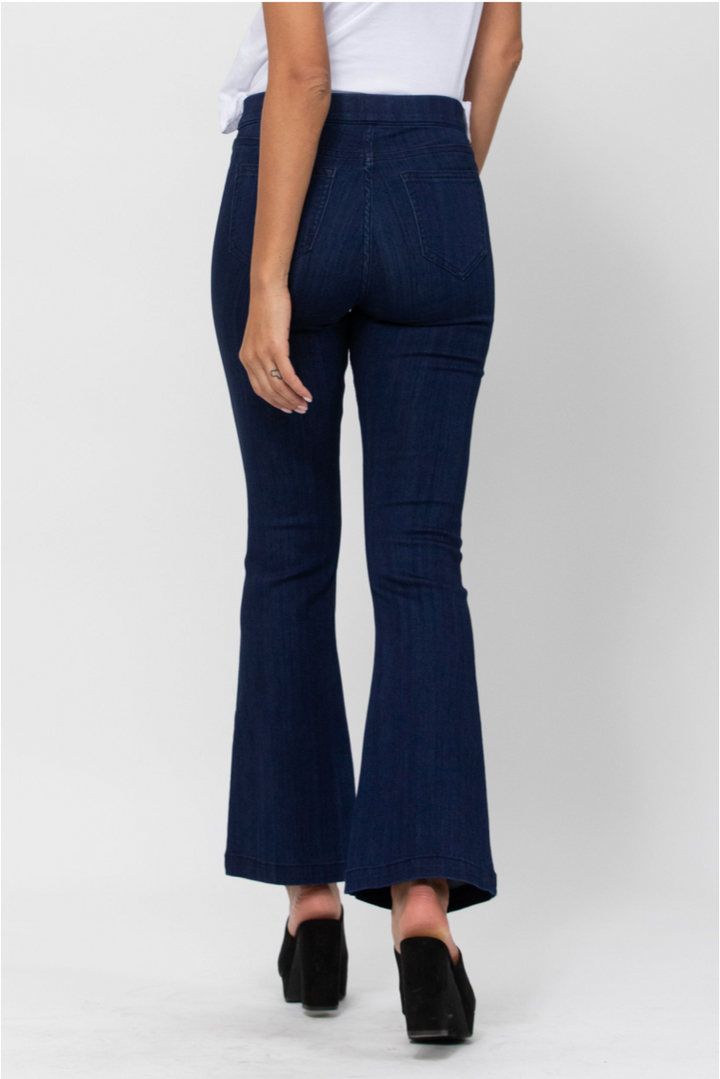 DARK DENIM MID RISE FLARE JEGGING 30"