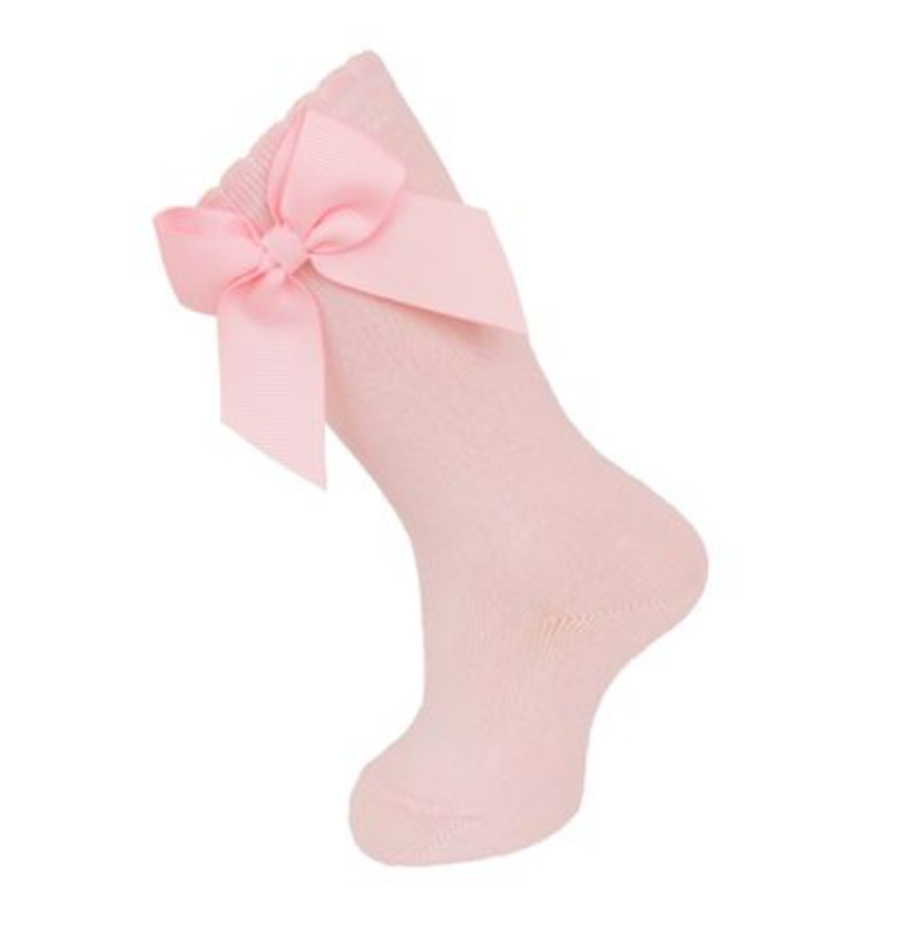SOFT PINK SIDE BOW KNEE SOCKS