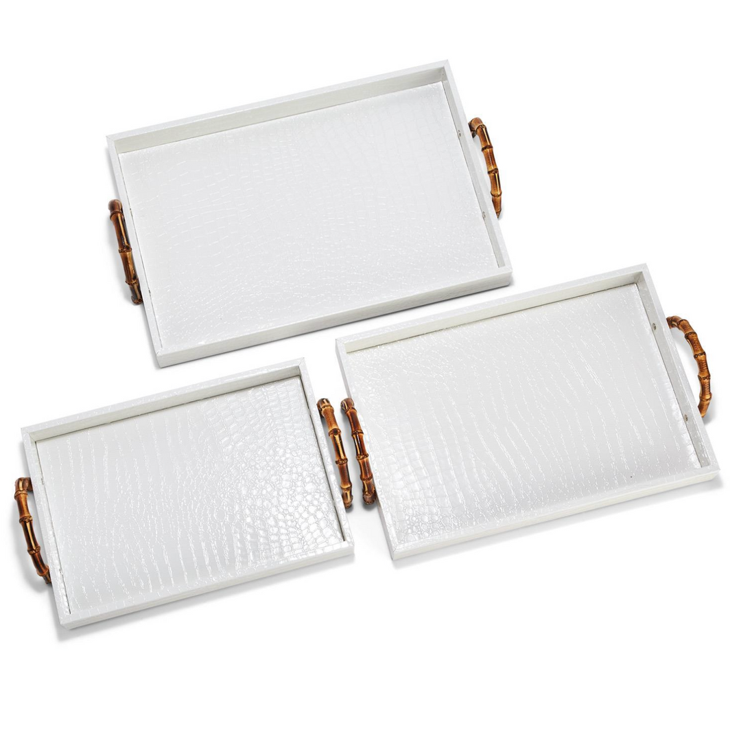 WHITE CROCODILE DECORATIVE TRAY