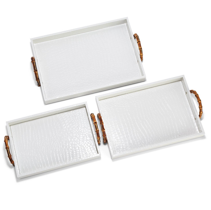 WHITE CROCODILE DECORATIVE TRAY