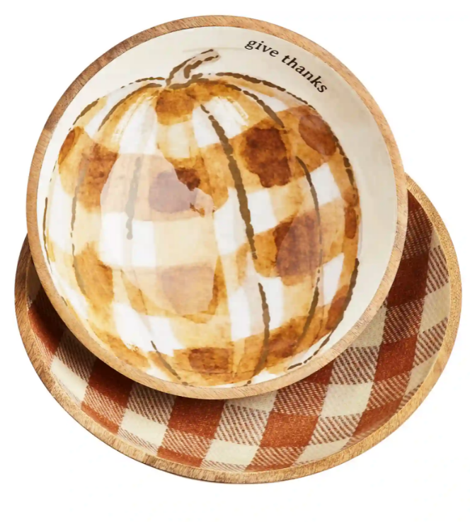 PLAID PUMPKIN BOWL SET