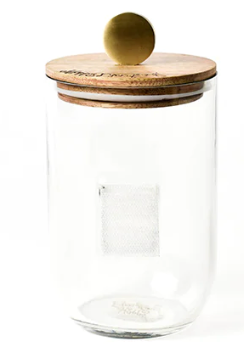 SMALL MINI WOODEN LID GLASS JAR