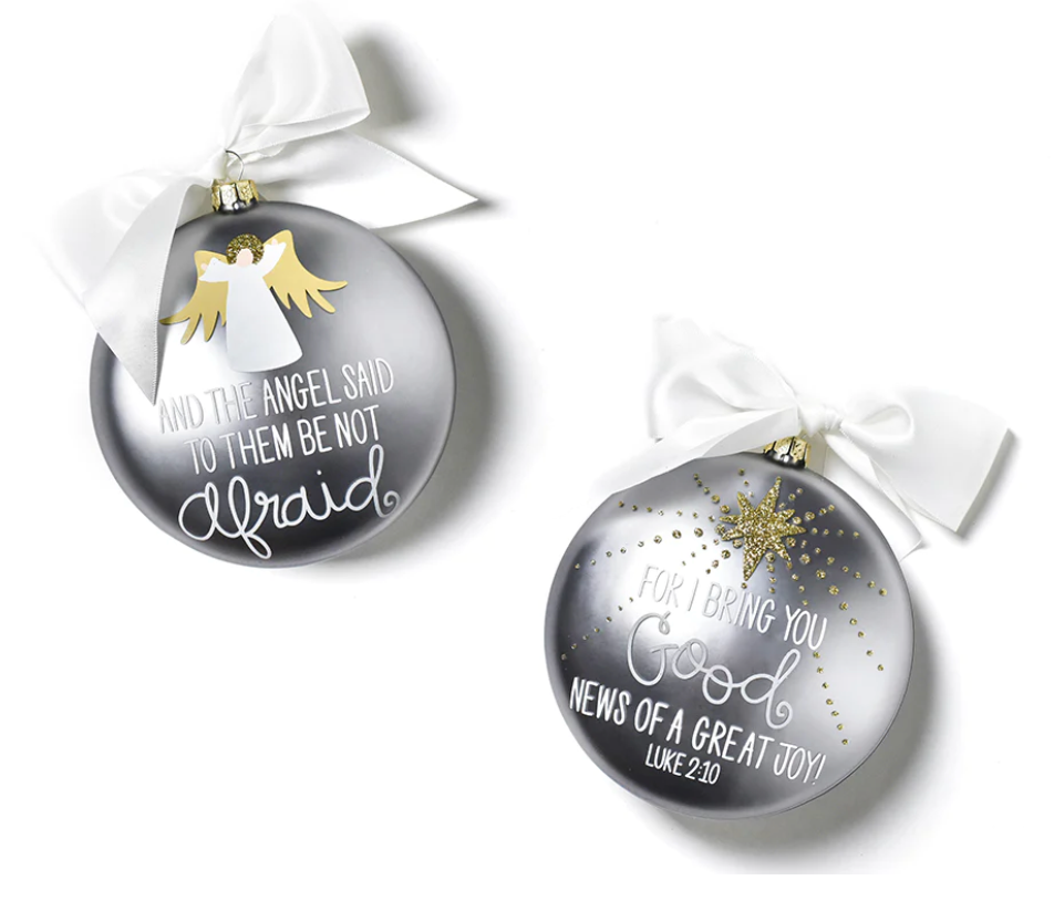 BIRTH OF CHRIST - LUKE 2:10 GLASS ORNAMENT