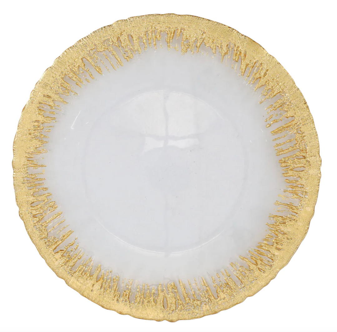RUFOLO GLASS GOLD BRUSHSTROKE CHARGER
