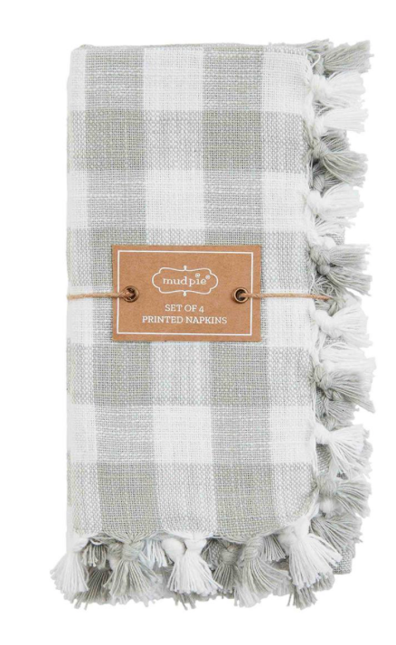 GRAY GINGHAM NAPKIN SET