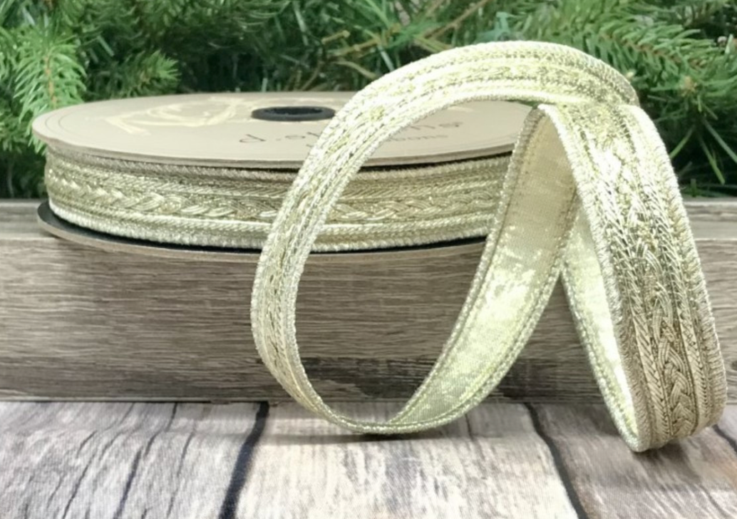 FINAL SALE PLATINUM METALLIC DUPION BRAID RIBBON