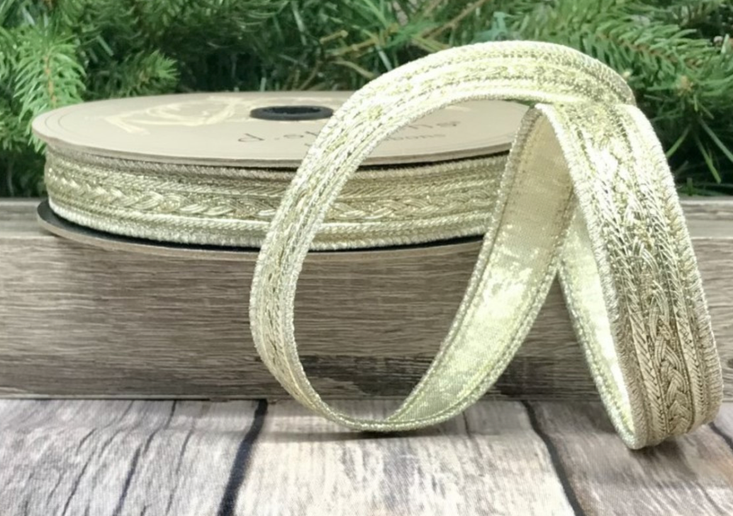 PLATINUM METALLIC DUPION BRAID RIBBON