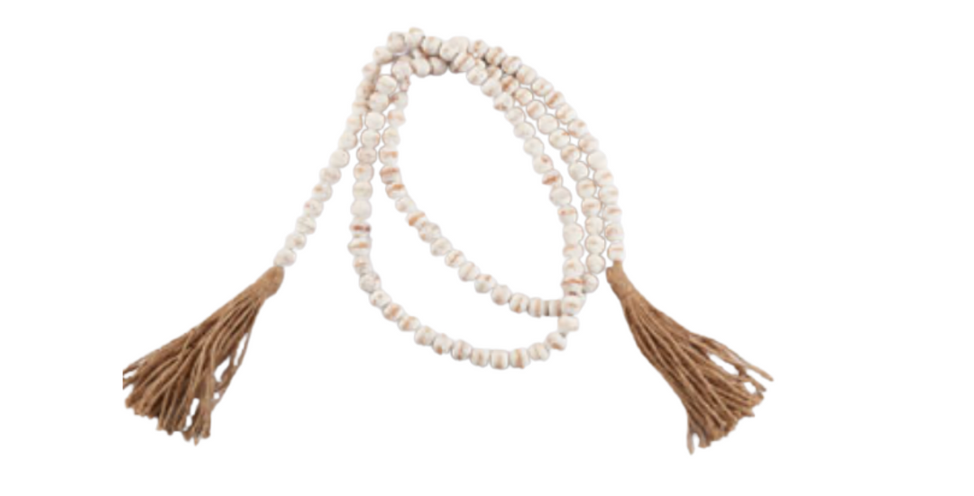 WHITE WOOD BEAD GARLAND - 72"