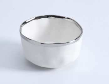 BIANCA WHITE & SILVER SNACK BOWL