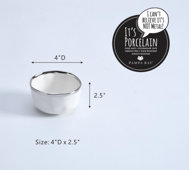 BIANCA WHITE & SILVER SNACK BOWL