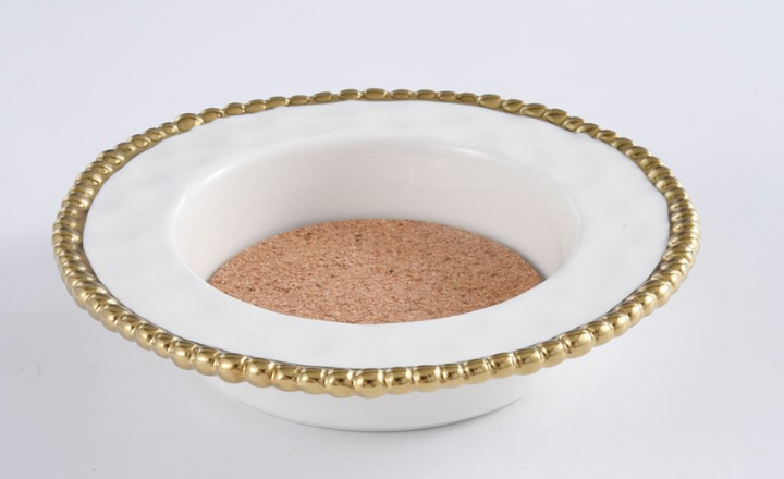 WHITE AND GOLD WINE BOTTLE COASTER