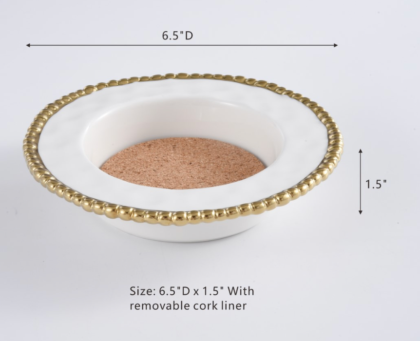 WHITE AND GOLD WINE BOTTLE COASTER