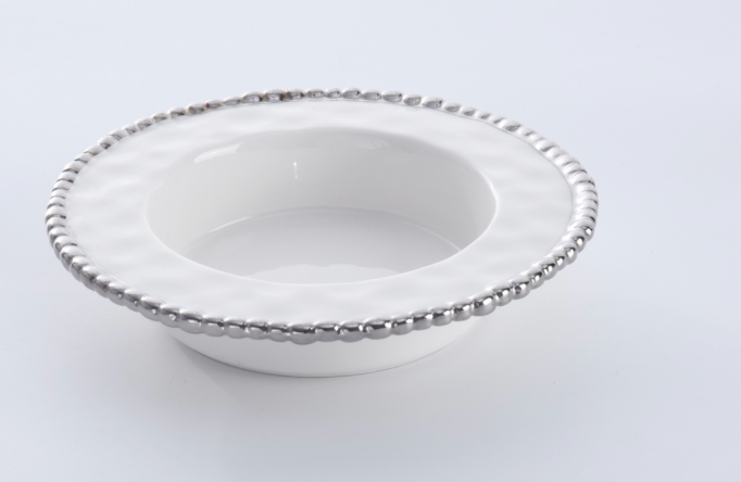 WHITE AND SILVER WINE BOTTLE COASTER